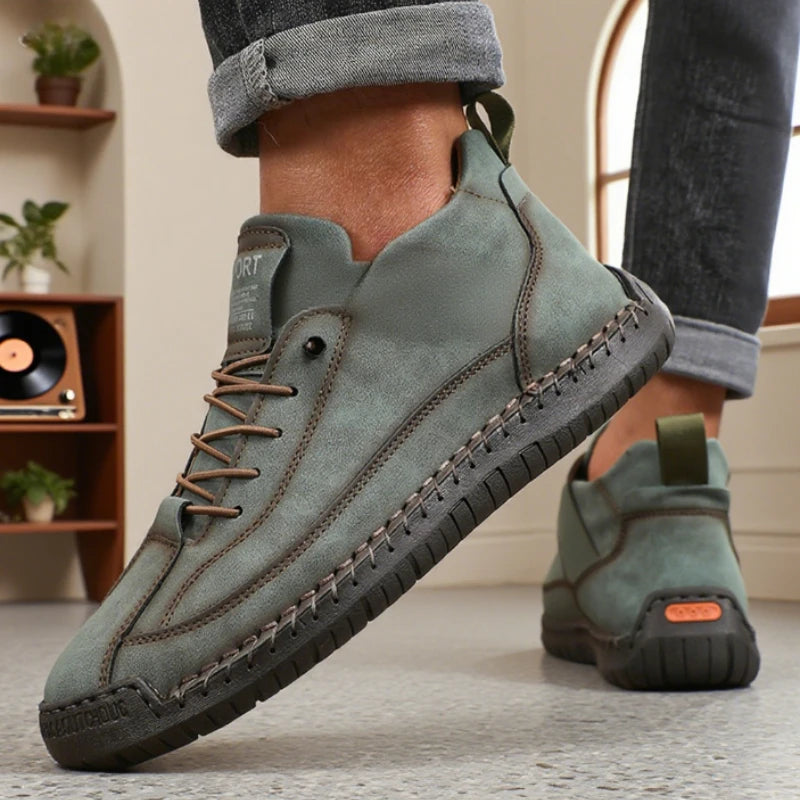 Boots Mid Top for Men British Style Retro Anti Slip Workwear Shoes Handmade Leather Loafers Casual Soft Soled Women Nude Boots