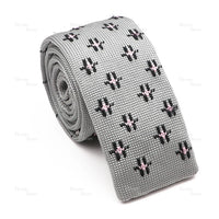 Novelty Chic Knitted Ties For Men Women Red Green Grey Woven Necktie Plaid Geometric Pattern Skinny Slim Narrow Winter Cravat