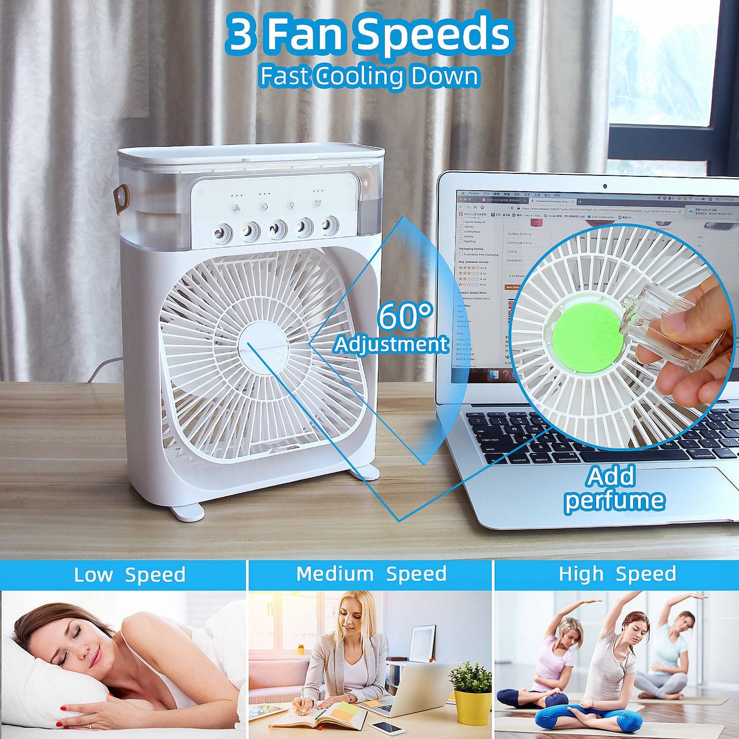 3In1 Desktop Electric Fan Air Cooler Water Cooling Spray Fan Portable Air Conditioner USB Humidification Fan Mini Air Humidifier