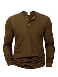 Mens Long Sleeve Henley Neck T-shirt Slim Fit Bottoming Tshirt Casual Button Shirt Comfortable Fitness Tee Cozy Top