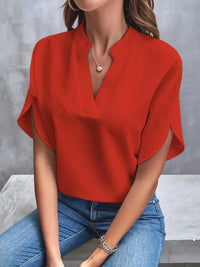 Summer Elegant Women's Blouse New V-neck Short Sleeve Solid Color Loose Shirt Casual White Tops Office Lady Blouses
