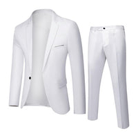 Sexy 2Pcs/Set Groom Suit Pure Color Wedding Blazer Pant Set Slim Men