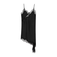 MUJER 2025 Lace Slip Dress Woman Black Backless Short Dresses for Women Asymmetric Party Women's Summer Dress Satin Sexy Dresses