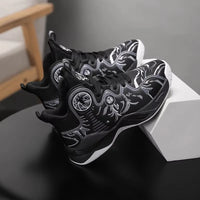 A pair of children's four-season high-top leather basketball shoes, wear-resistant and soft sneakers, sizes 31-37，YY-Y2876