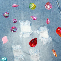 ANJAMANOR Colorful Crystal Denim Booty Shorts Sexy Summer Clothes for Women High Waisted Cute Ripped Jean Shorts D43-DI33