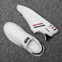 Men's Sneakers Casual Sports Shoes for Men Lightweight PU Leather Breathable Shoe Mens Flat White Tenis Shoes Zapatillas Hombre