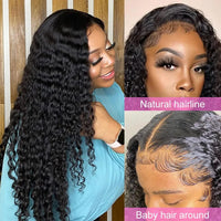 Deep Wave Lace Frontal Wig HD Lace Wig 13x4 Human Hair Wigs For Black Women 32 30 Inch Natural Color Pre Plucked Clourse Wig