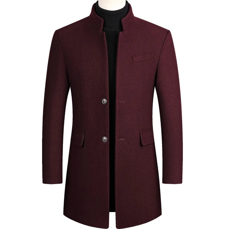 Boys Winter Black Coat Plus Size Woolen Blend Coat Male Long Windbreaker Jacket Thick Cotton Warm Men Jacket Mens Overcoat 4xl