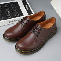 Leather  Boots ex Low Top 3 Hole Briti Sle round Toe Versatile Couple oes Casual Wear for Men And Women