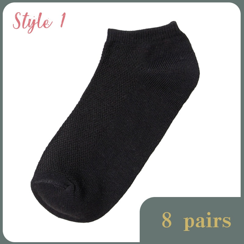 Sale! 8 Pairs Lot Solid Mesh Women's Short Socks Invisible Ankle Socks Pack Ladies Spring Summer Breathable Thin Boat Socks Set