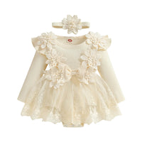 Little Princess Birthday Party Dress Embroidery Flower Lace Tutu Romper Dress Infant Baby Girl Clothes Outfits