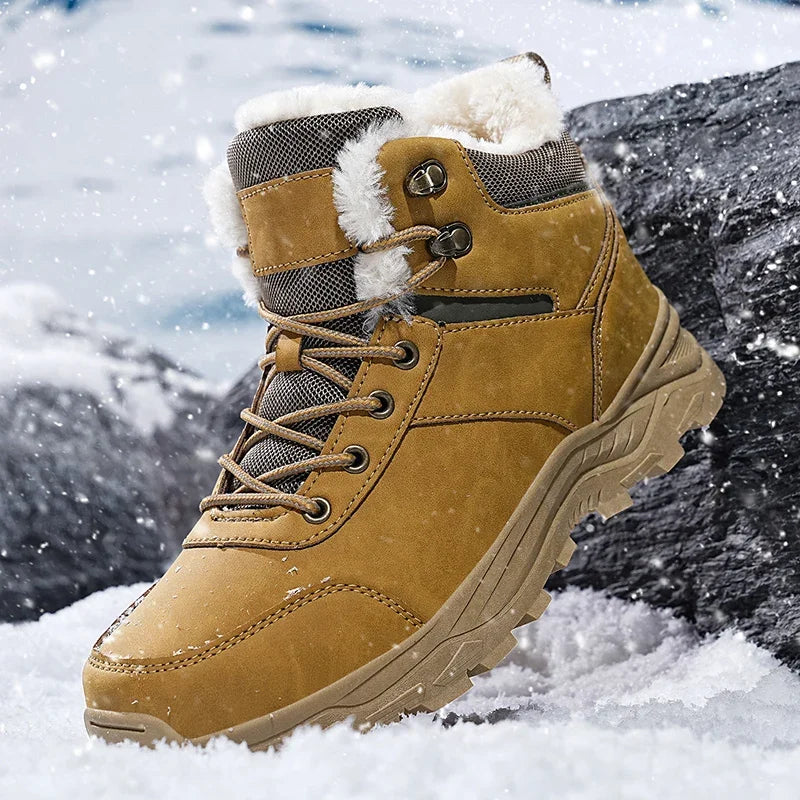 Brand Winter Men's Boots Warm Men's Snow Boots High Quality Leather Waterproof Men Sneakers Outdoor Men Hiking Boots Work Shoes