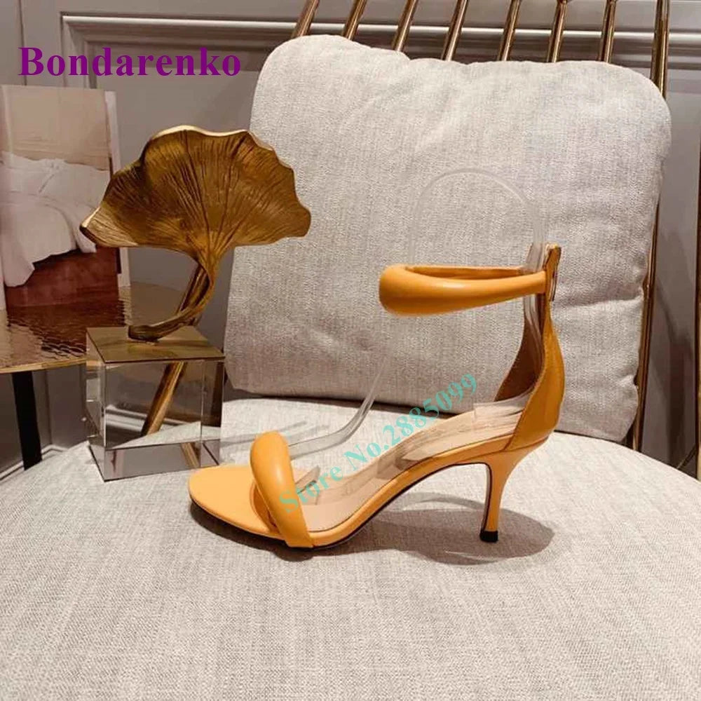 New Fshion Summer Women's Sandals Open Toe Ankle Strap Solid Stiletto Heel Hollow Sandals Women Shoes Party Dress Designer Shoe