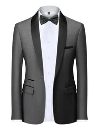 Mens Blazer Slim Fit Suit Jacket 1 Button Velvet Shawl Collar Wedding Formal Suit Jacket
