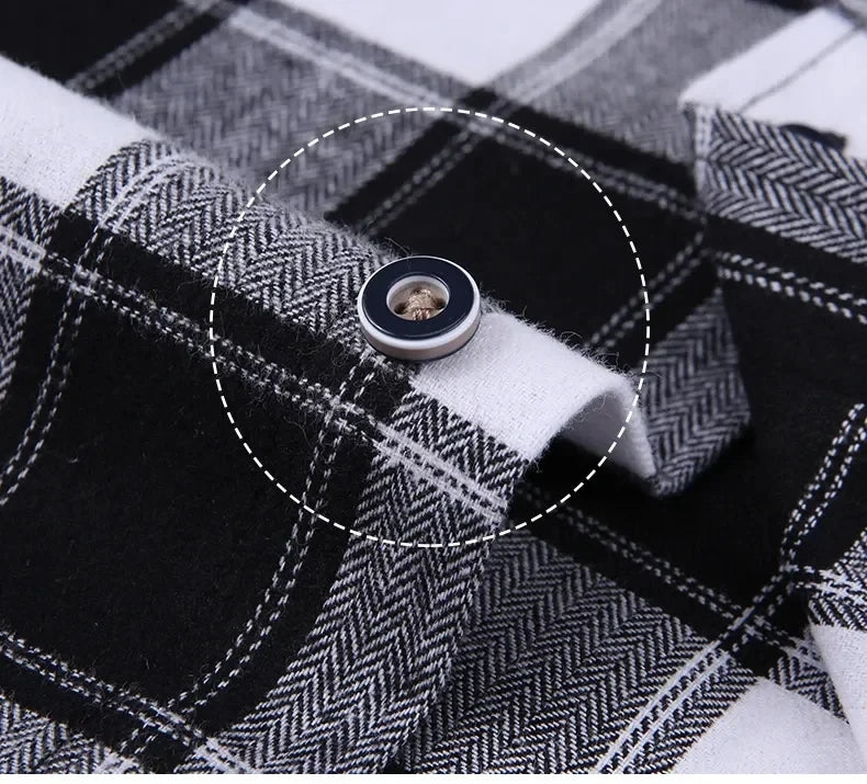 S-11XL Plaid Flannel Shirts For Men's Long Sleeve Cotton Fashion Design Young Casual Standard-Fit Thick Man Shirt Blouse Clothes