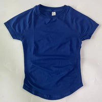 Longline Short Sleeve Top For Women Gym Crop Top Light Weight Yoga Top Shirt Stretchy Workout Clothes Running Sports Shirts