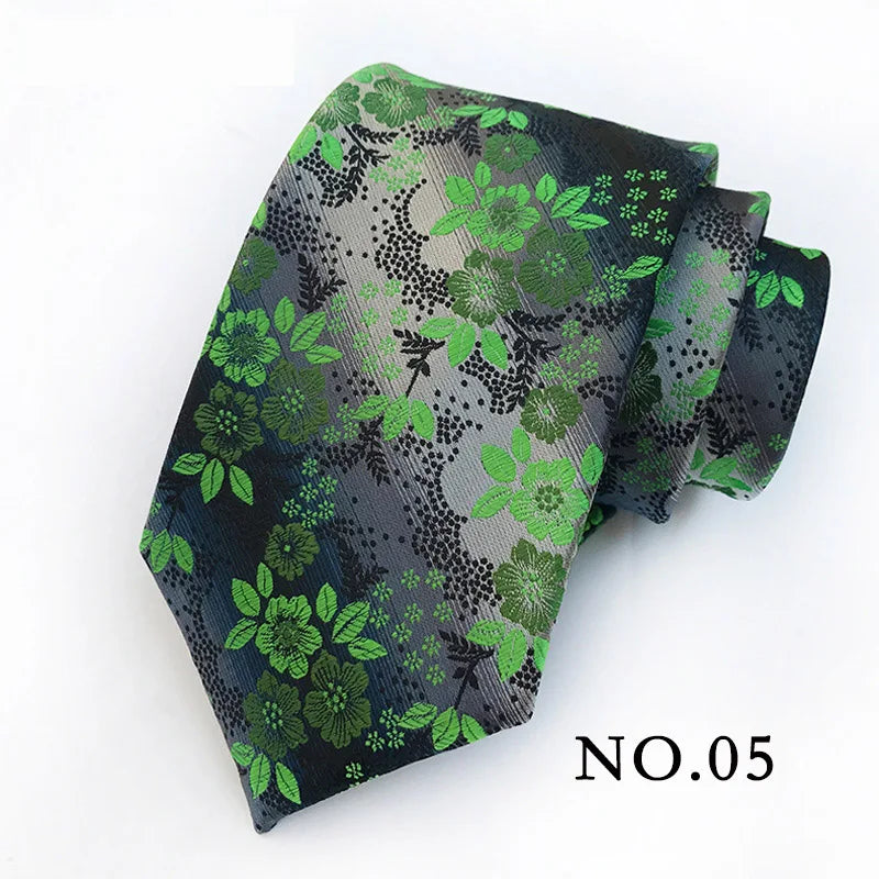 Fashion 8CM Mens Necktie Polka Dot Stripes Paisley Ties For Man Jacquard Woven Ascot Green Color Business Party Accessories