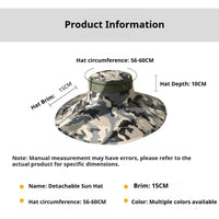Men's Sun Hat With 15cm Wide Brim UPF 50+ Outdoor Cap for Hiking Fishing Camping Traveling Quick Dry Beach Fisherman Hat