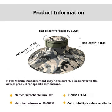 Men's Sun Hat With 15cm Wide Brim UPF 50+ Outdoor Cap for Hiking Fishing Camping Traveling Quick Dry Beach Fisherman Hat