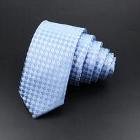 Men's Classic Skinny Stripe Necktie Red Navy Blue Ties Jacquard Woven Solid Plaid Dots Tie Daily Wear Cravat Wedding Party Gift