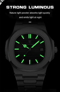POEDAGAR Top Luxury Brand Man Watch Sports Waterproof Luminous Date Men Wristwatch Square Dial Quartz Men's Watches High Quality