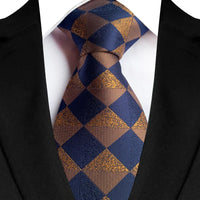 Luxury 8CM Mens Necktie Brown Orange Color Dot Stripes Ties For Man Groom Jacquard Woven Neck Tie For Business Wedding Party