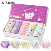 5 Pcs/Box Children Underwear Girl Soft Cotton Girls Briefs Pants Cartoon Lovely Cat Kids Underpants Breathable Panties For Girls