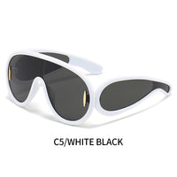 2023 New Fashion One Piece Big Frame Goggles Oversized Oval Sunglasses Women Men Trendy Hip Hop Sun Glasses