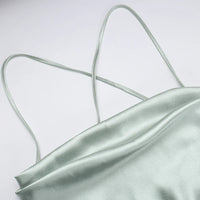 French Elegant Satin Camis Dress Summer Sexy Backless Spaghetti Straps Midi Dress Y2K Solid Sleeveless Party Night Vestidos