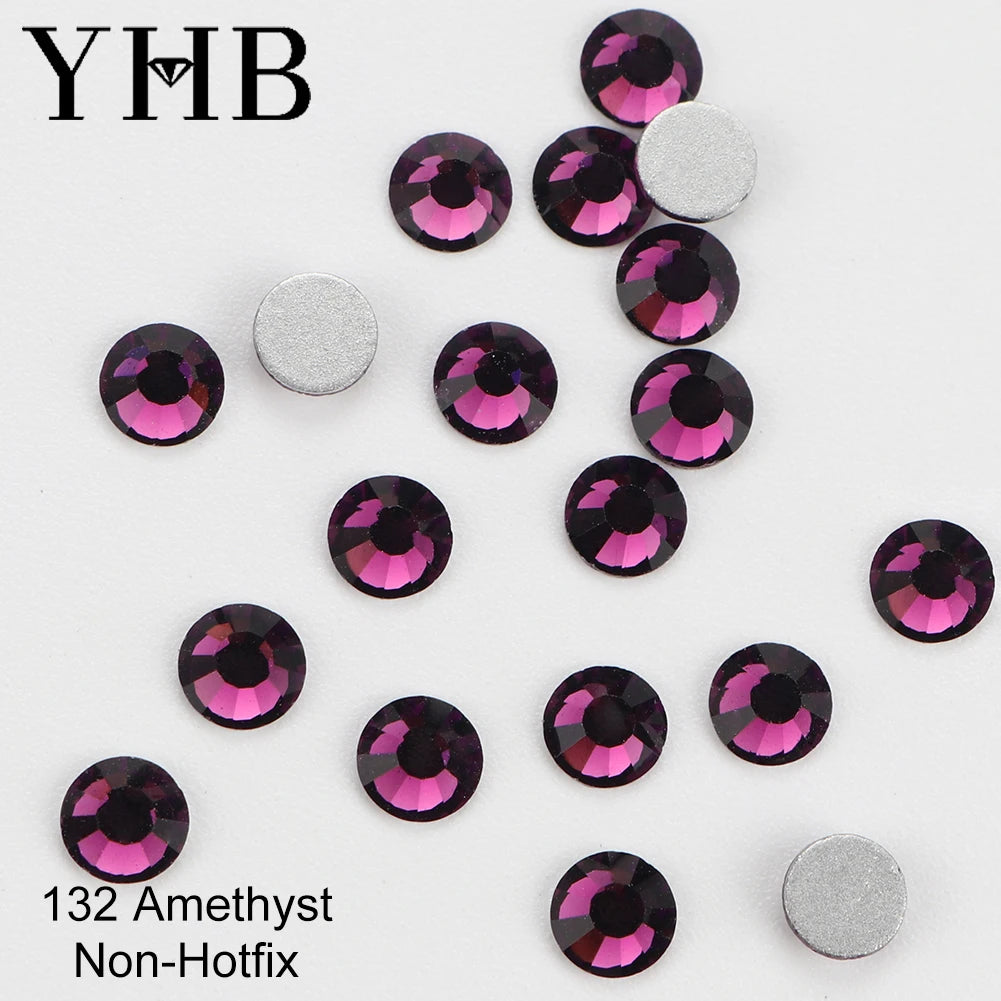 YHB 101-133Cold Fixation Crystal Cristales Flatback Silver Back Non Hotfix Rhinestones For Bags Shoes Garment Phone DIY Nail Art