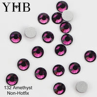 YHB 101-133Cold Fixation Crystal Cristales Flatback Silver Back Non Hotfix Rhinestones For Bags Shoes Garment Phone DIY Nail Art