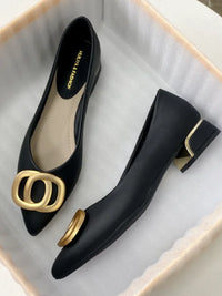 2023 New Spring Women's Single Shoes Pointed Toe Low Heel French Style Thick Heel Professional Elegant Low Heels Work Shoes