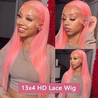 30 36 Inch 13x4 Pink Lace Front Wig Human Hair 13x6 Straight Hd Lace Frontal Wig For Women Brazilian 613 Light Pink Colored Wigs