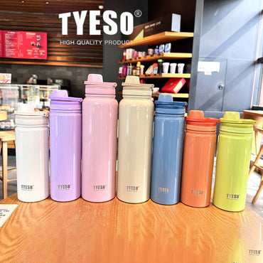 Tyeso Thermos Bottle Car Insulated Flask Water Tumbler for Outdoor Sports Travel Vacuum Flasks Stainless Steel Thermal Cup