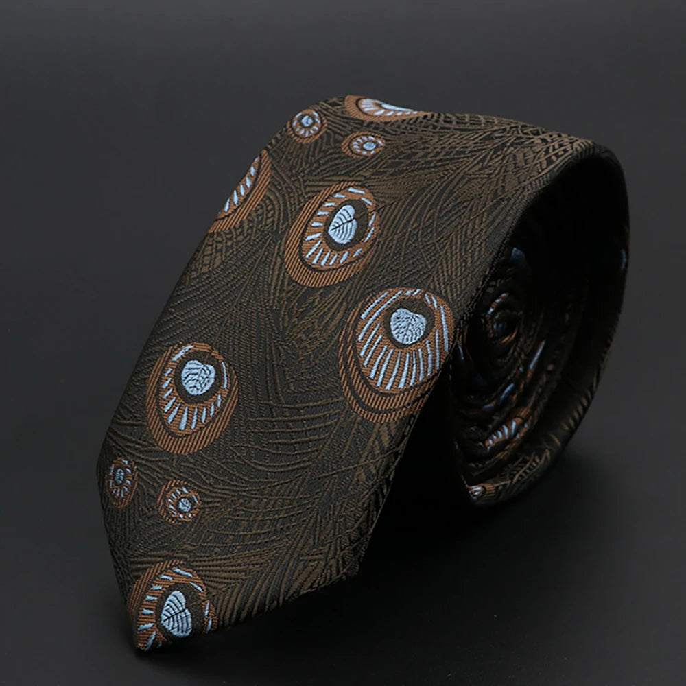 New Men Ties Solid Color Stripe Print Floral 6cm Jacquard Business Neckties Narrow Skinny Tie Wedding Prom Daily Wear Accessory