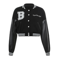 Woman Y2K Oversized Baseball Uniform Jacket Bomber Top Coat Letters Embroidery Pattern Long Sleeve Jacket with Pocket