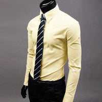 Men\'s Long Sleeve Button Up Shirts Solid Slim Fit Casual Business Formal Dress Shirt Suit for Wedding