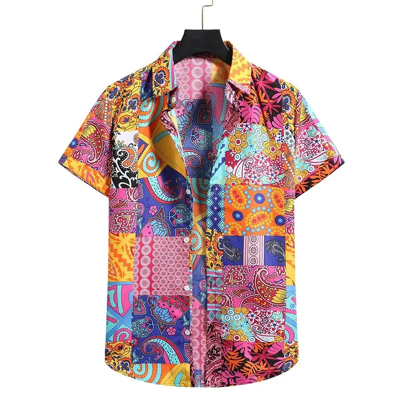 Summer 3d graffiti print shirt Casual fashion business men Hawaiian shirt Women Holiday button shirt ropa de hombre