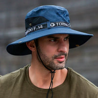 Fashion Summer Bucket Hat Sun Hats for Men Outdoor Fishing Travel Safari UV Protection Beach Hats Mesh Breathable Wide Brim Hat