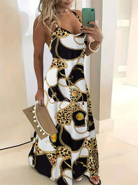 Women's New Fashion Summer Sleeveless Dress Casual Long Retro Strap Dress Street 3D Texture Print Comfortable Breathable Dress