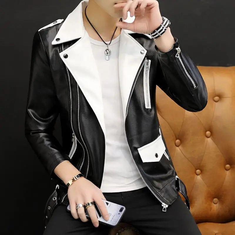 Male Leather Blazer Thin Trendy 2025 Slim Fit Coat Fashion Single Models Fashionable Gentleman Spring Clothes Men's Suit Jackets