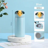 320/460ML Kids Stainless Steel Thermal Bottle Portable Kids Straw Mug Cold and Hot Thermal Thermos Student Water Bottle