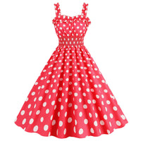 Elegant Women Pink Polka Dot Dress Summer Robe Hepburn 1950s 60s Vintage Sexy Halter Rockabilly Retro Party Dresses 2026 Vestido