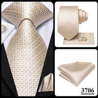 Hi-Tie Champagne Floral Paisley Silk Elegant Tie For Men Groom Wedding Men Necktie Pocket Square Cufflink Accessory Wholesale