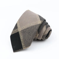 Mens Ties 7cm Classic Cotton Handmade Skinny Grey Brown Striped  Neckties Narrow Collar Slim Plaid Casual Tie Accessories Gift