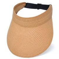 New High Quality UPF50+ Wide Brim Visor Hat for Women Straw Beach Sun Visor Foldable Ponytail with UV Protection Summer Anti-UV