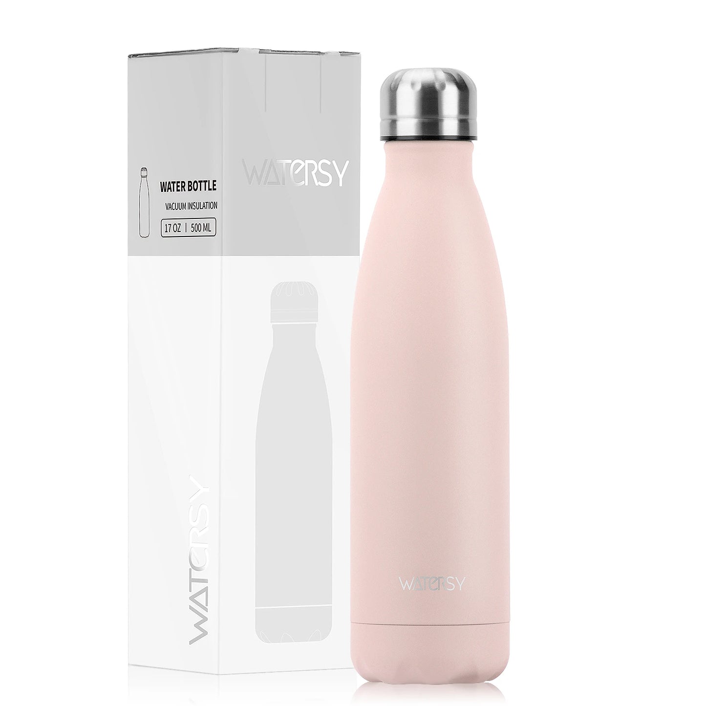WATERSY 500ml Insulated Water Bottle, Stainless Steel Thermal Leakproof Flask, BPA-Free Double Walled Vacuum Bottle for Sports