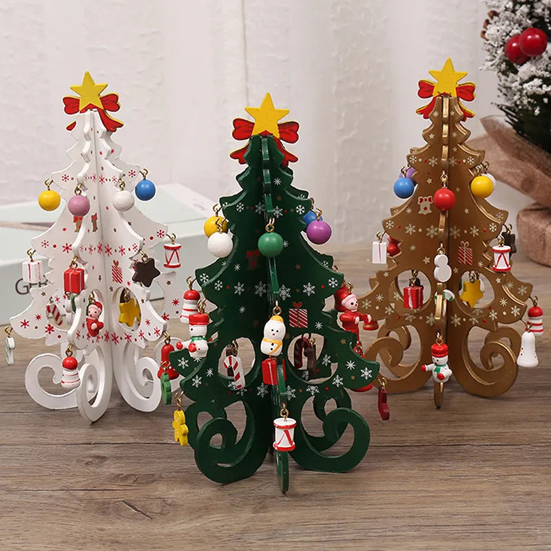 2023 Christmas Tree Children's Handmade DIY Stereo Wooden Christmas Tree Scene Layout Christmas Decorations Ornaments Hot