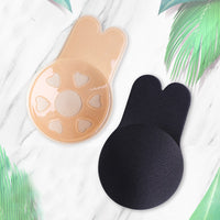 Women Push Up Bras Self Adhesive Silicone Strapless Invisible Bra Reusable Sticky Breast Lift Tape Rabbit Nipple Cover Bra Pads