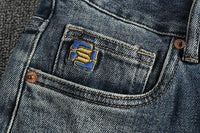 Embroidered Retro Jeans Men's High-End Quality Men's Clothing Slim-Fitting Small Straight Fashionable All-Match Youth Trousers